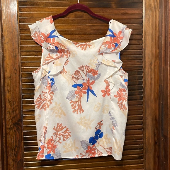 Liz Claiborne Cream Floral Sleeveless Blouse - Picture 7 of 7
